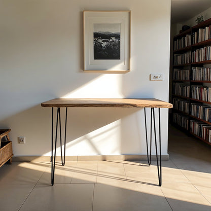 Brown Acacia and Metal Counter Height Dining Table for Kitchen or Dining Room