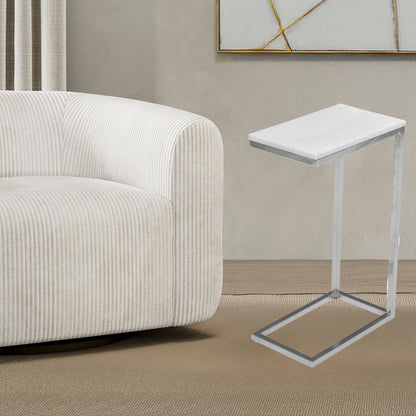 Aurora Solid Marble Modern Luxury Glam Accent C-Table (Set of 2)