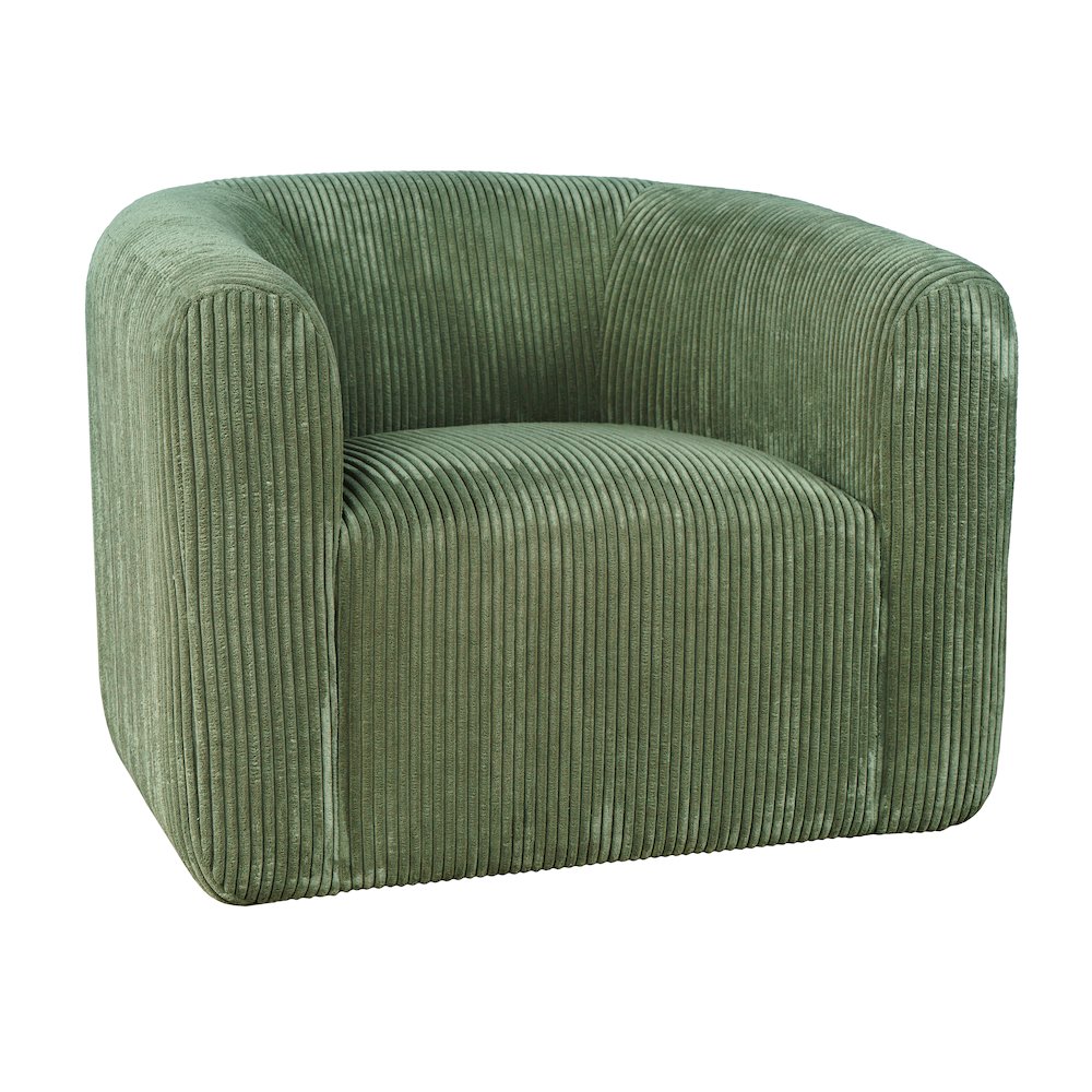 Biggs Modern Corduroy Upholstered Curved Barrel Swivel Accent Chair