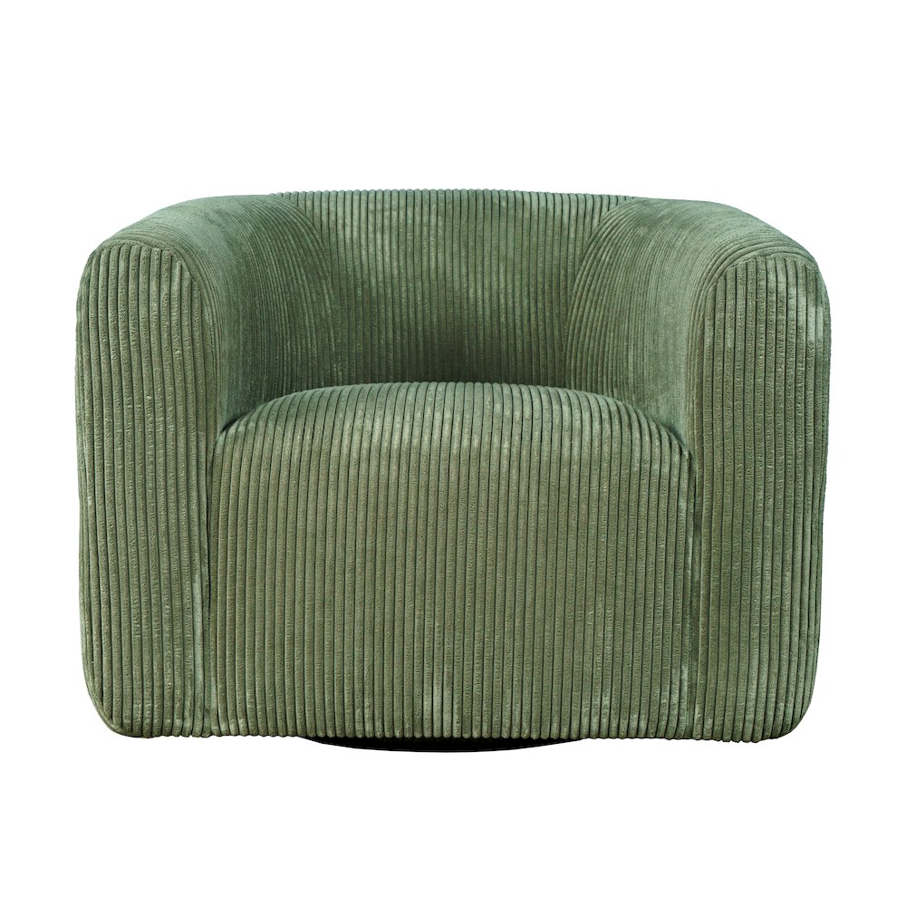 Biggs Modern Corduroy Upholstered Curved Barrel Swivel Accent Chair