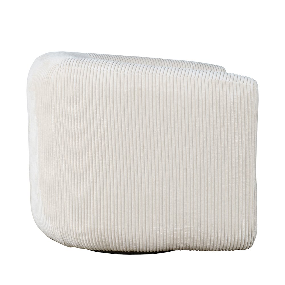 Biggs Modern Corduroy Upholstered Curved Barrel Swivel Accent Chair
