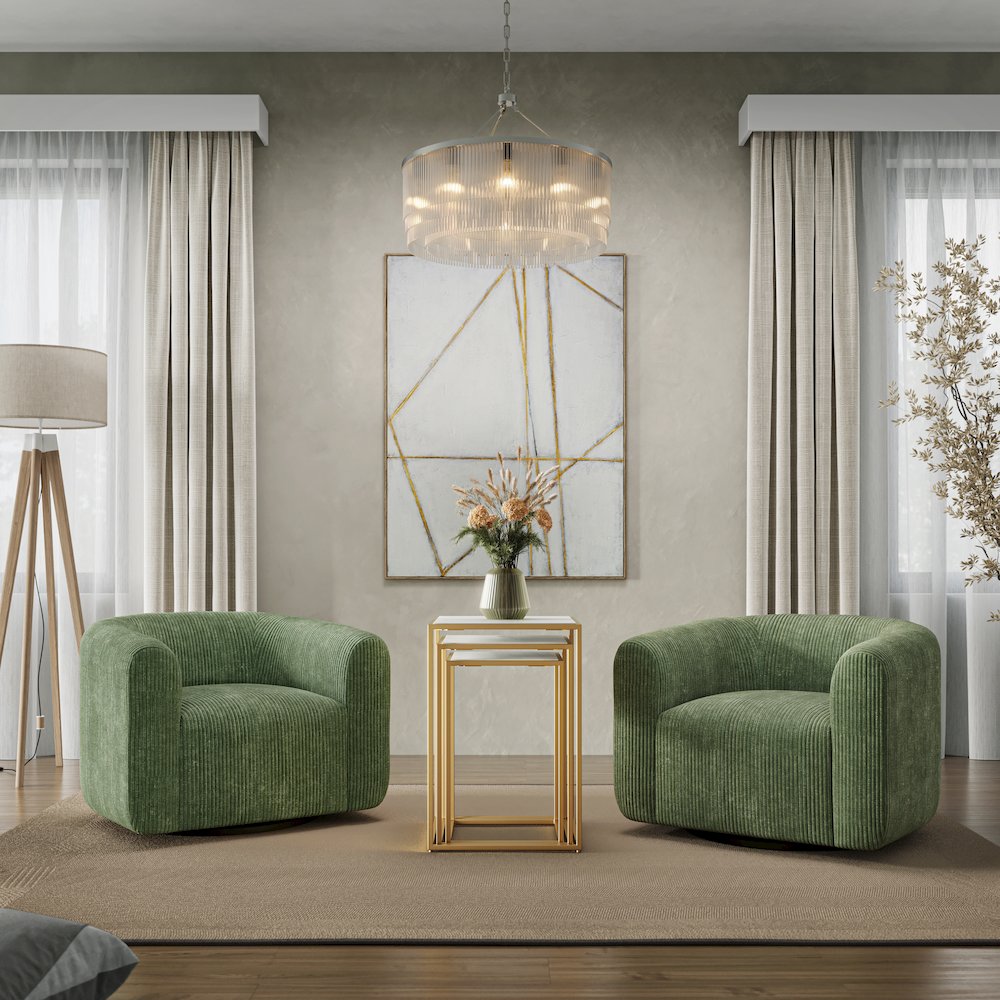 Biggs Modern Corduroy Upholstered Curved Barrel Swivel Accent Chair