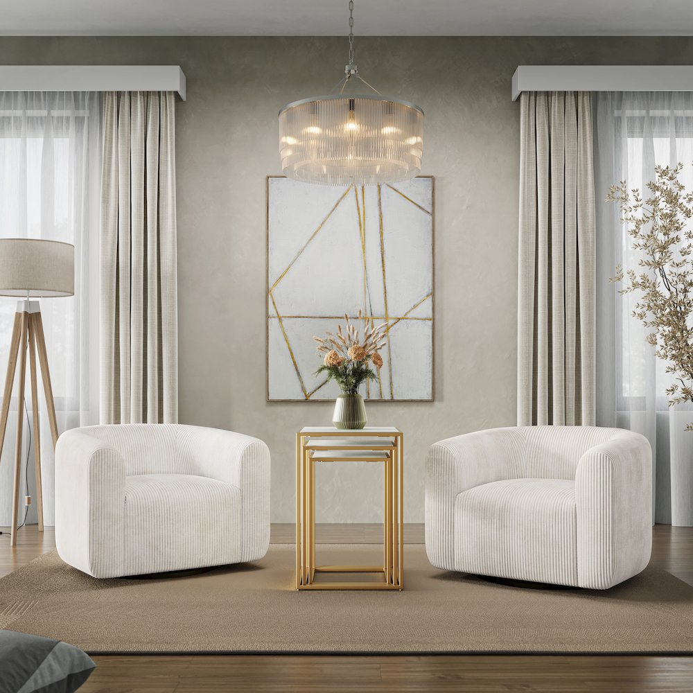 Biggs Modern Corduroy Upholstered Curved Barrel Swivel Accent Chair