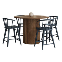 5-Piece Counter Height Dining Set with Round Table and Spindle Back Barstools