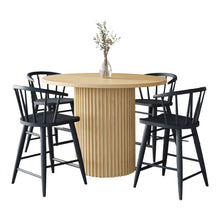 5-Piece Counter Height Dining Set with Round Table and Spindle Back Barstools
