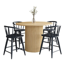 5-Piece Counter Height Dining Set with Round Table and Spindle Back Barstools
