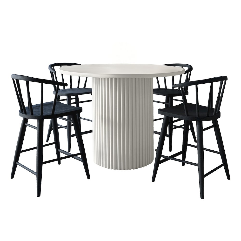 5-Piece Counter Height Dining Set with Round Table and Spindle Back Barstools