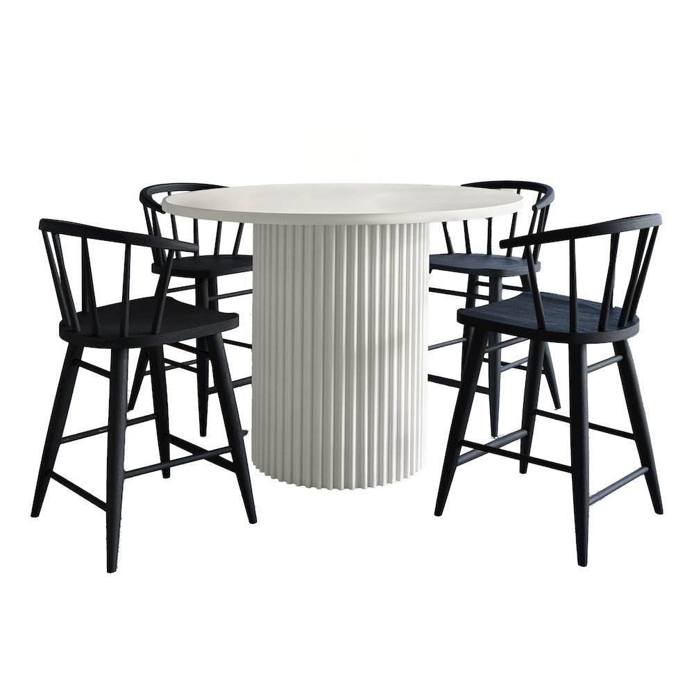 5-Piece Counter Height Dining Set with Round Table and Spindle Back Barstools