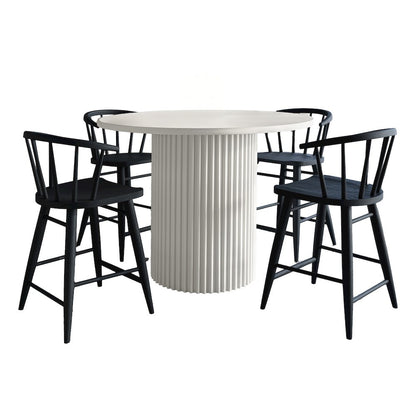 5-Piece Counter Height Dining Set with Round Table and Spindle Back Barstools
