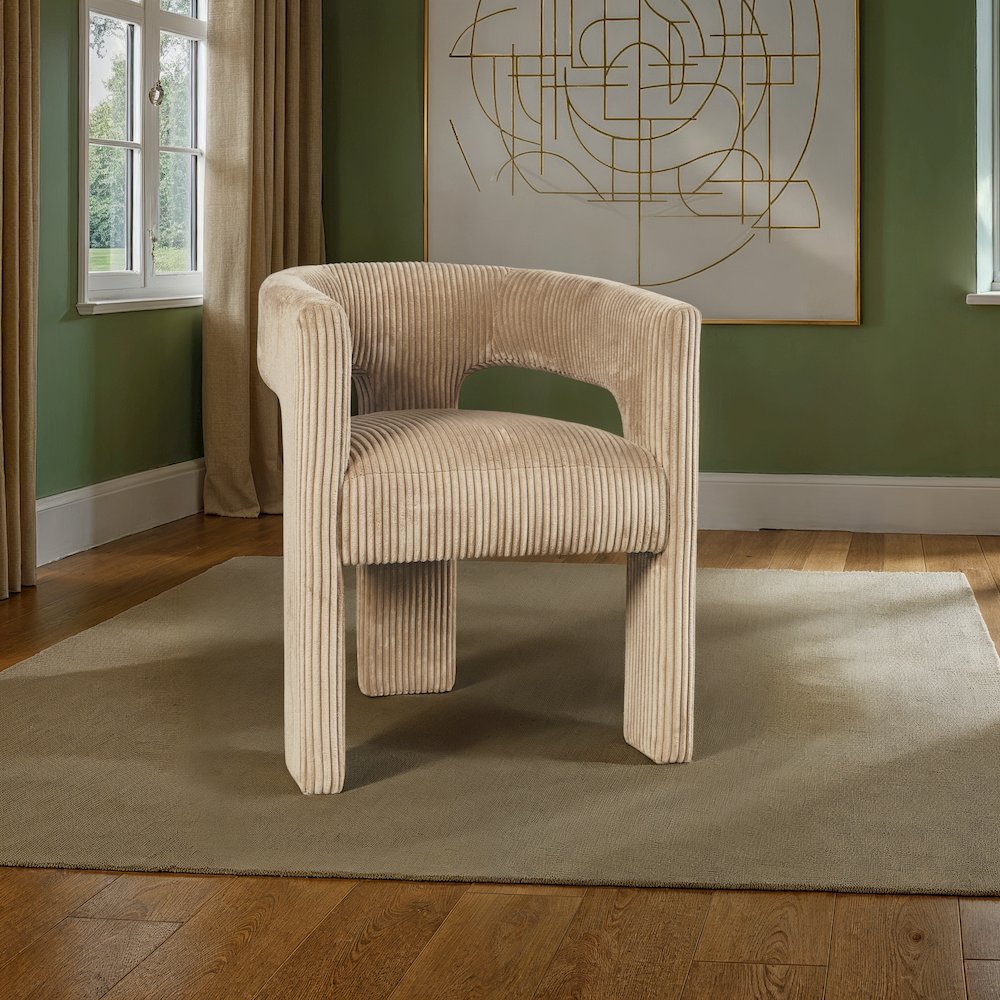 Bowen Modern Three-Leg Upholstered Accent Dining Armchair with Corduroy Fabric