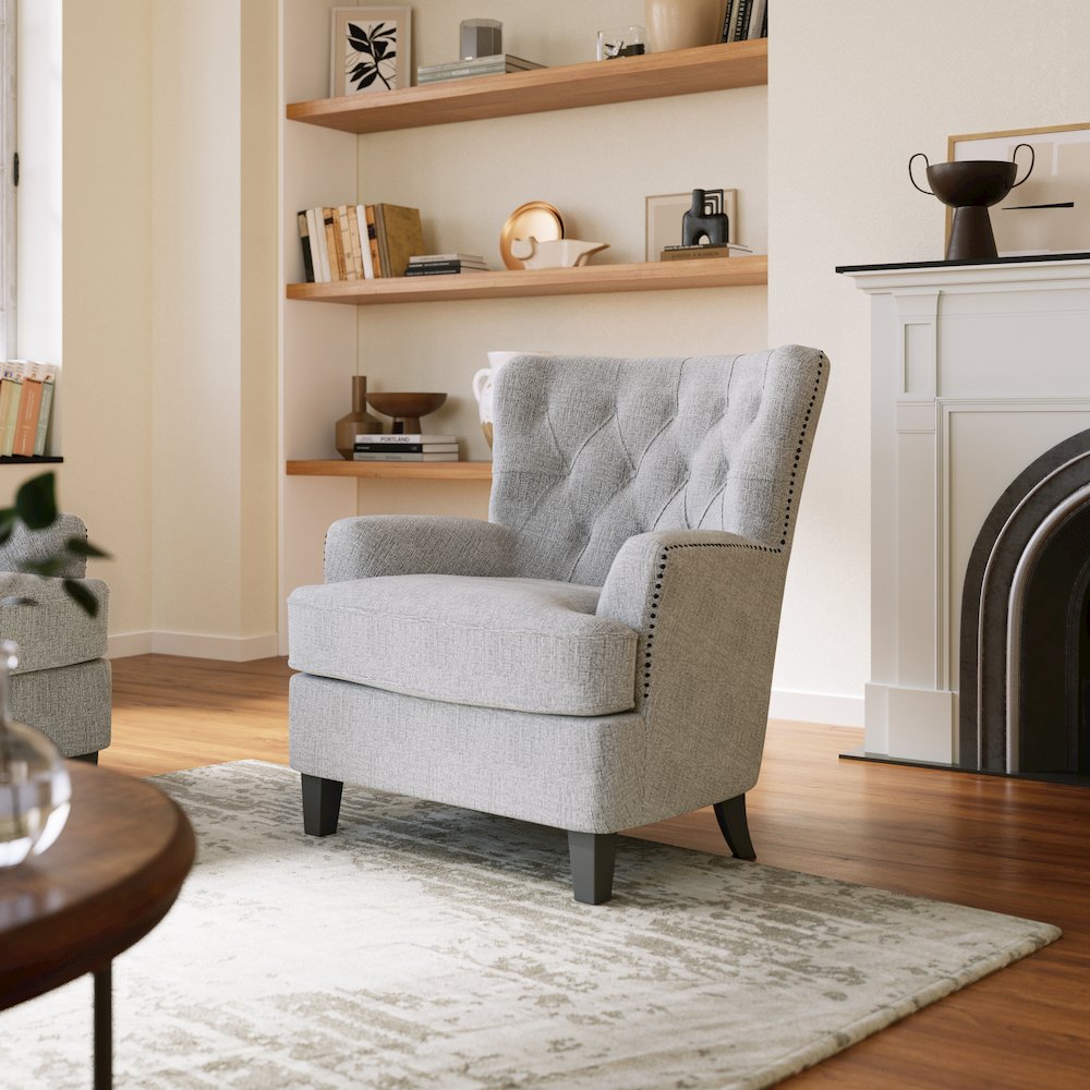 Bryson Transitional Upholstered Accent Chair with Nailhead Trim