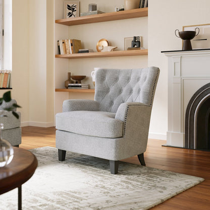 Bryson Transitional Upholstered Accent Chair with Nailhead Trim