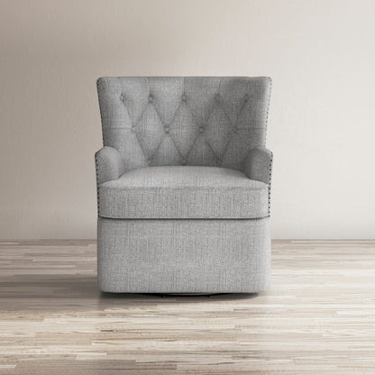 Bryson Transitional Upholstered Swivel Chair with Nailhead Trim