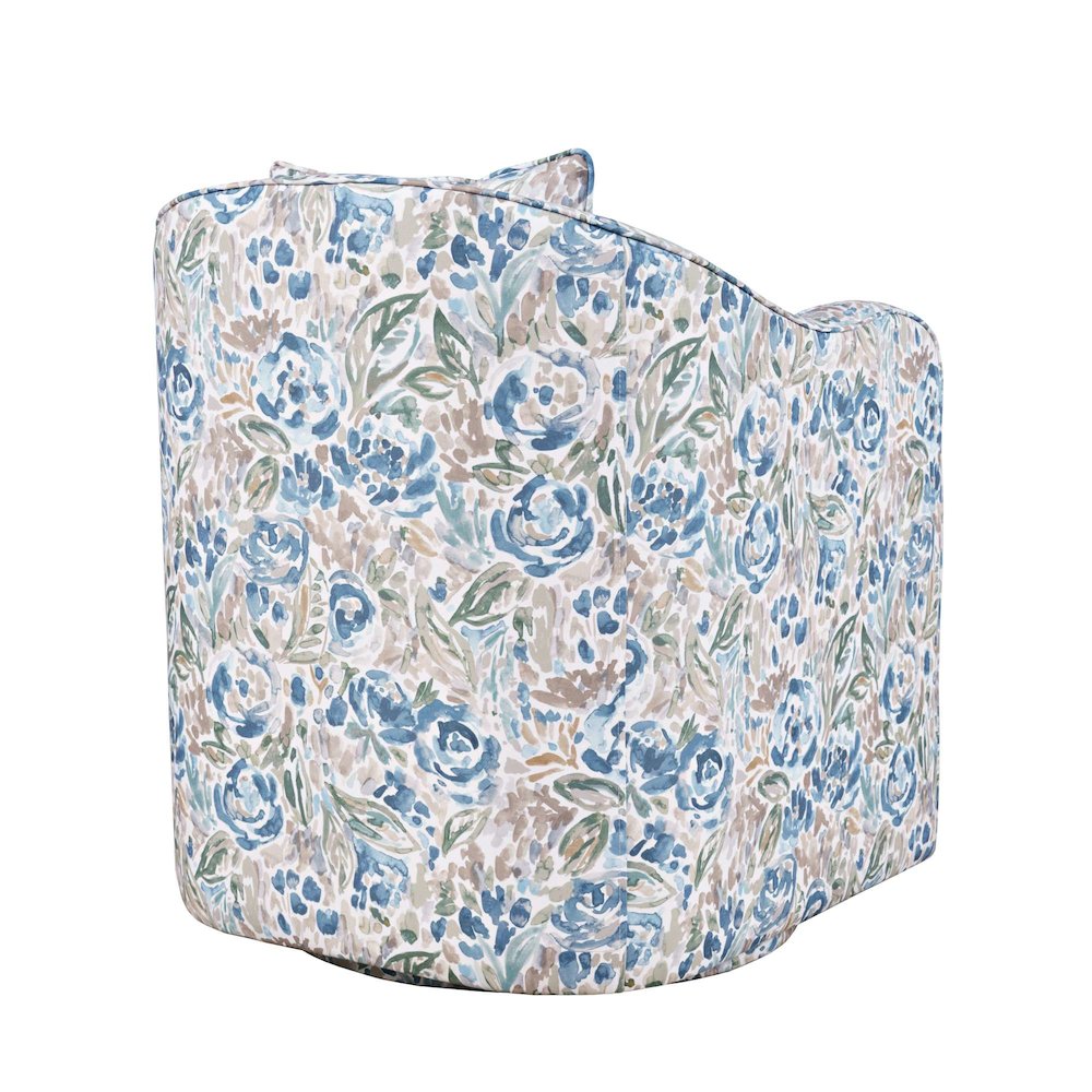 Daisy Bloom Floral Classic Traditional Swivel Accent Barrel Chair with Pillow