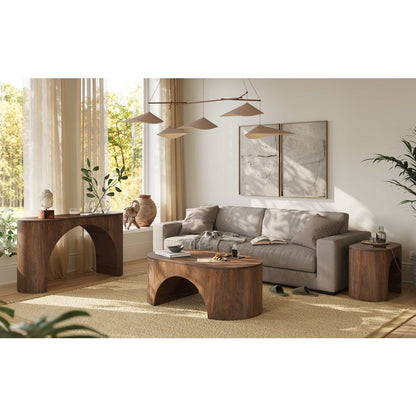 Luna Modern Architectural Three Piece Curved Living Room Table Set