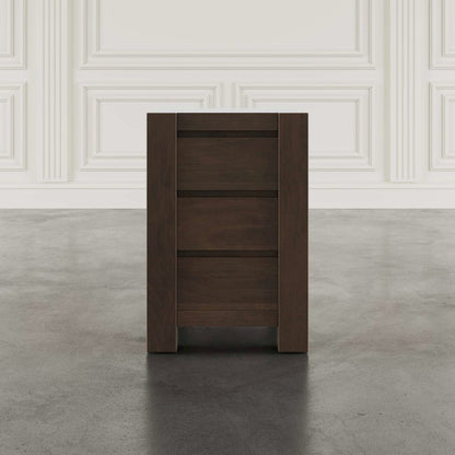 Brownstone Transitional Modern Block-Frame Chairside End Table, Storage Drawers