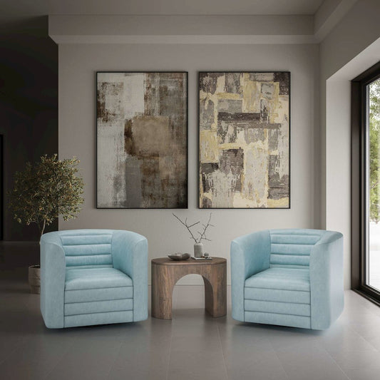 GT Channel Tufted Modern Barrel Accent Swivel Chair