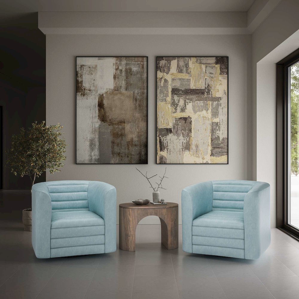 GT Channel Tufted Modern Barrel Accent Swivel Chair