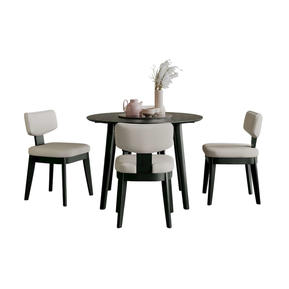 Percy 42" Contemporary 5-Pc Drop-Leaf Dining Set, Upholstered Chairs