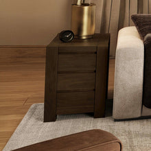 Brownstone Transitional Modern Block-Frame Chairside End Table, Storage Drawers