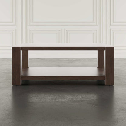 Brownstone 50" Transitional Modern Block-Frame Coffee Table, Storage and Wheels