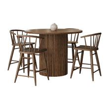5-Piece Counter Height Dining Set with Round Table and Spindle Back Barstools