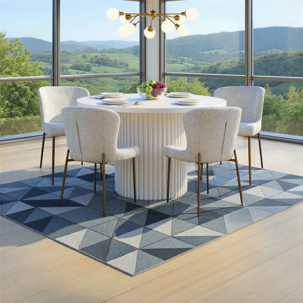 Auden Five Piece Mid-Century Modern Dining Set, Performance Upholstered Chairs