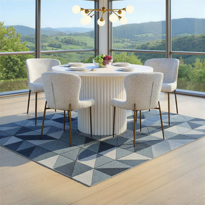 Auden Five Piece Mid-Century Modern Dining Set, Performance Upholstered Chairs