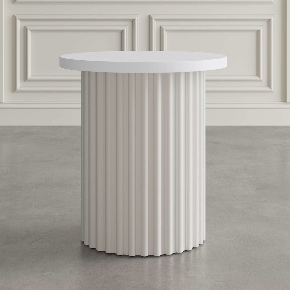 Auden Three Piece Mid-Century Modern Fluted Living Room Coffee and End Table Set