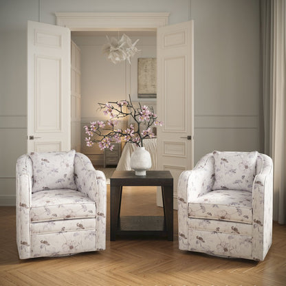 Daisy Bloom Classic Traditional Swivel Accent Armchair with Pillow