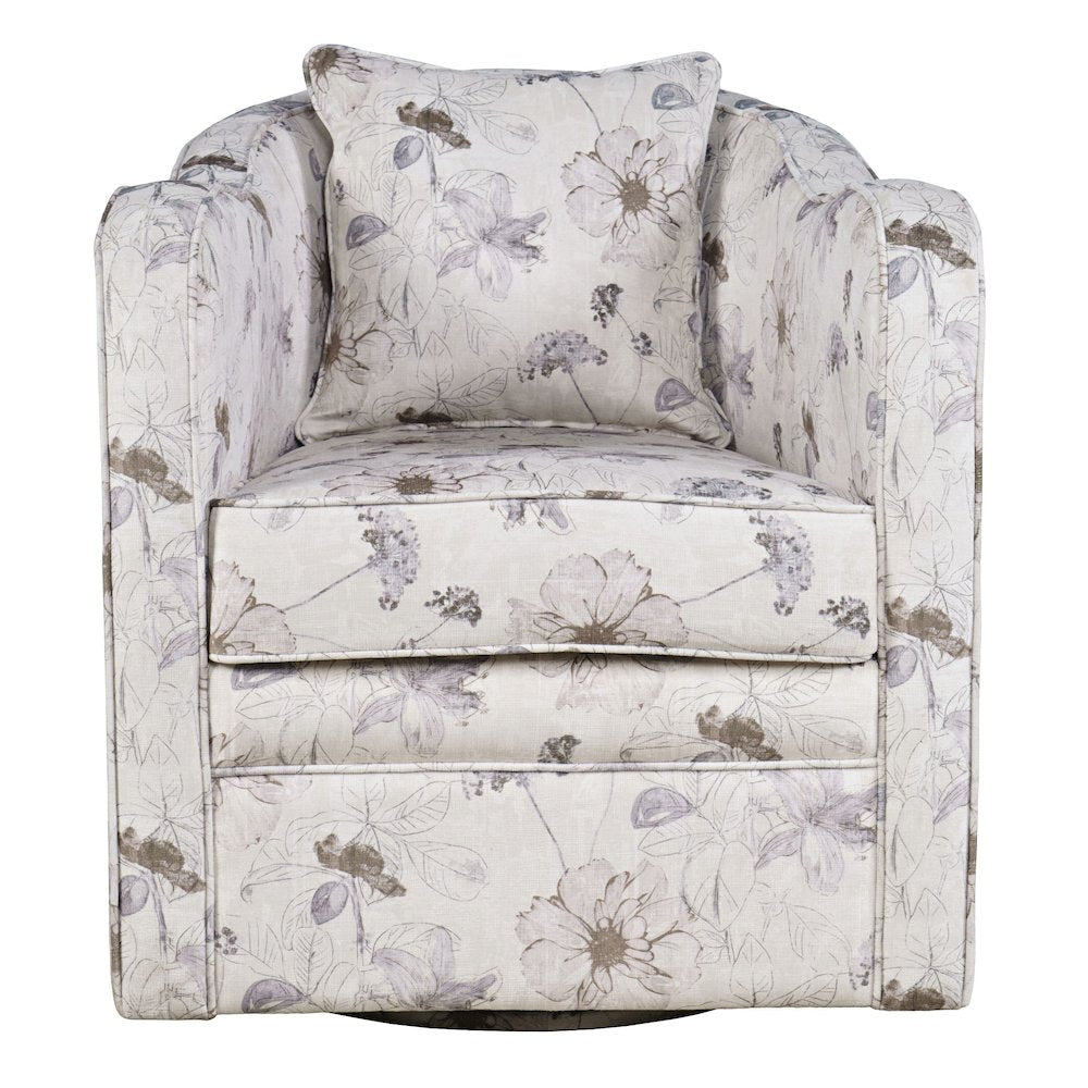 Daisy Bloom Classic Traditional Swivel Accent Armchair with Pillow