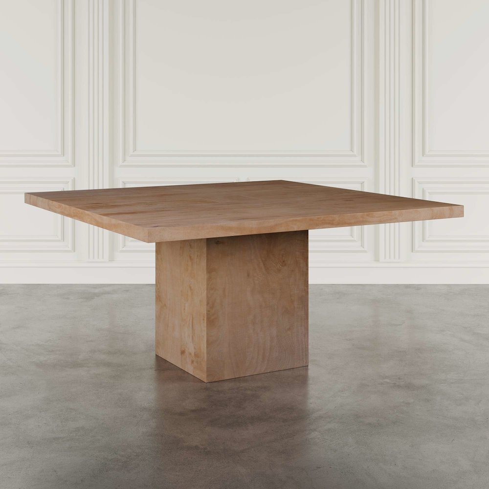 Sequoia 60" Square Rustic Solid Wood Butcher Block Pedestal Dining Table