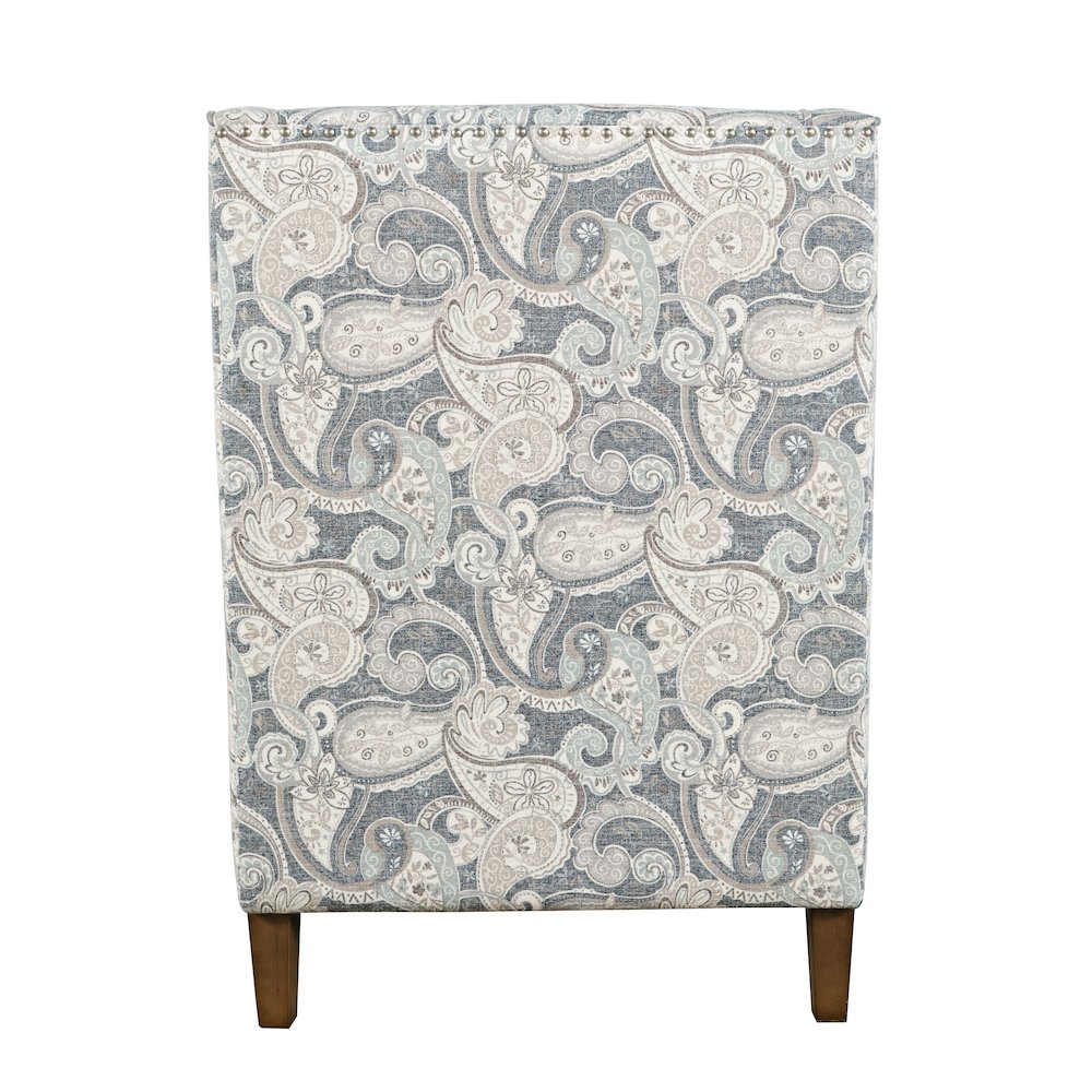 Paisley Fabric Transitional Upholstered Accent Chair with Nailhead Trim