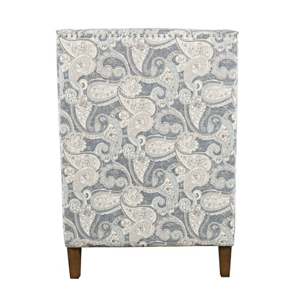 Paisley Fabric Transitional Upholstered Accent Chair with Nailhead Trim