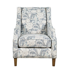 Paisley Fabric Transitional Upholstered Accent Chair with Nailhead Trim