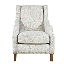 Paisley Fabric Transitional Upholstered Accent Chair with Nailhead Trim