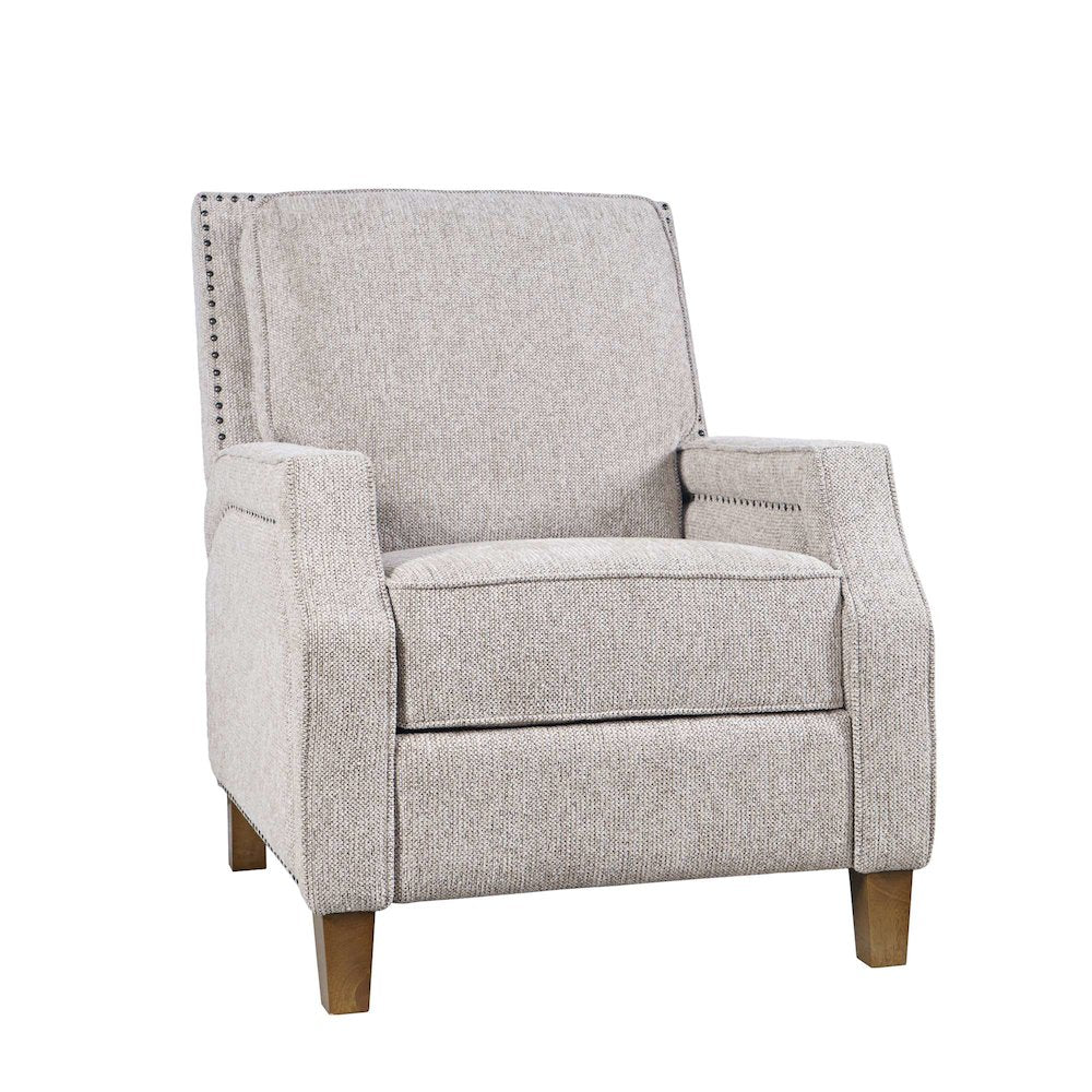 York Push Back Upholstered Recliner Accent Chair with Nailhead Trim