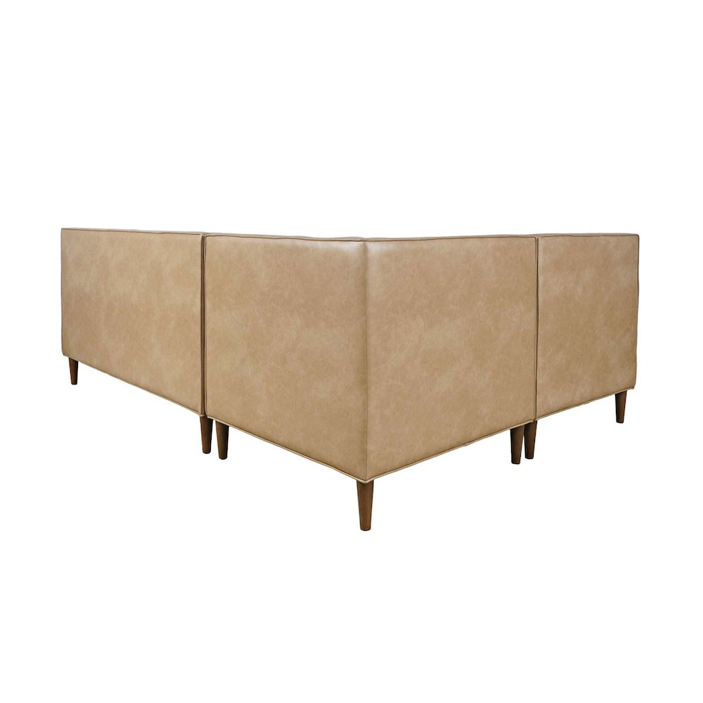 Ruston Modern Banquette Faux Leather Sectional with Four Seats and Corner Wedge