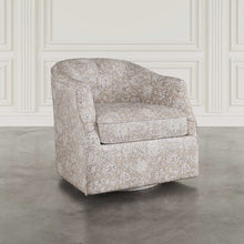 Lottie Cottage Floral Print Upholstered Barrel Accent Swivel Chair