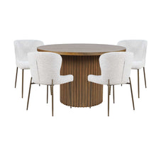 Auden Five Piece Mid-Century Modern Dining Set, Performance Upholstered Chairs