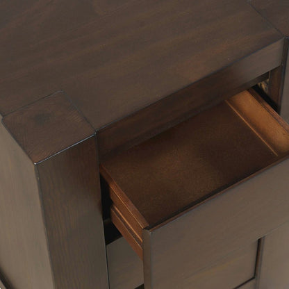 Brownstone Transitional Modern Block-Frame Chairside End Table, Storage Drawers