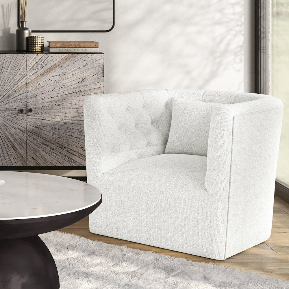 Everly Boucle Modern Transitional Swivel Accent Chair