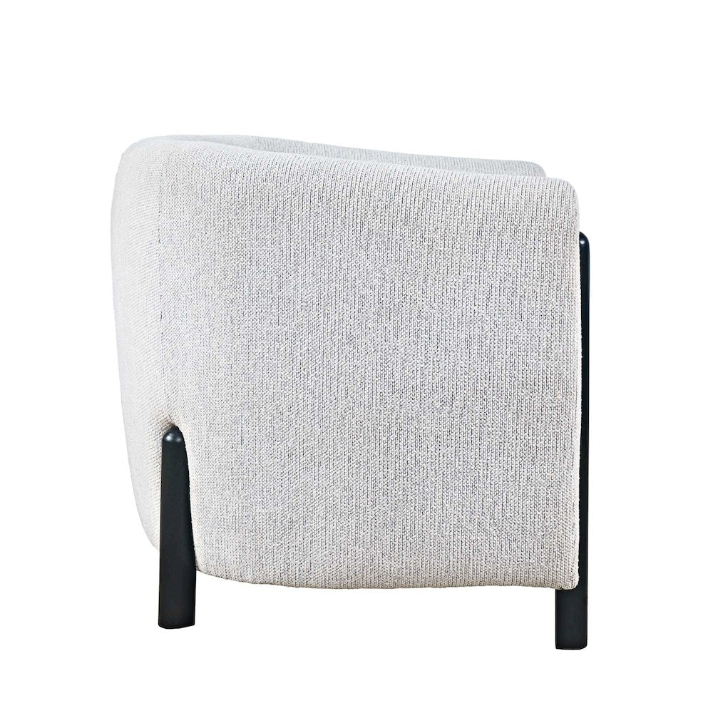 Finn Modern Textured Upholstered Barrel Accent Chair with Exposed Wood Frame