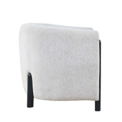 Finn Modern Textured Upholstered Barrel Accent Chair with Exposed Wood Frame