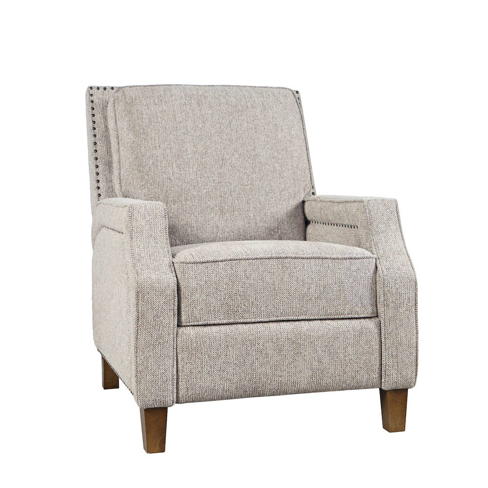 York Push Back Upholstered Recliner Accent Chair with Nailhead Trim