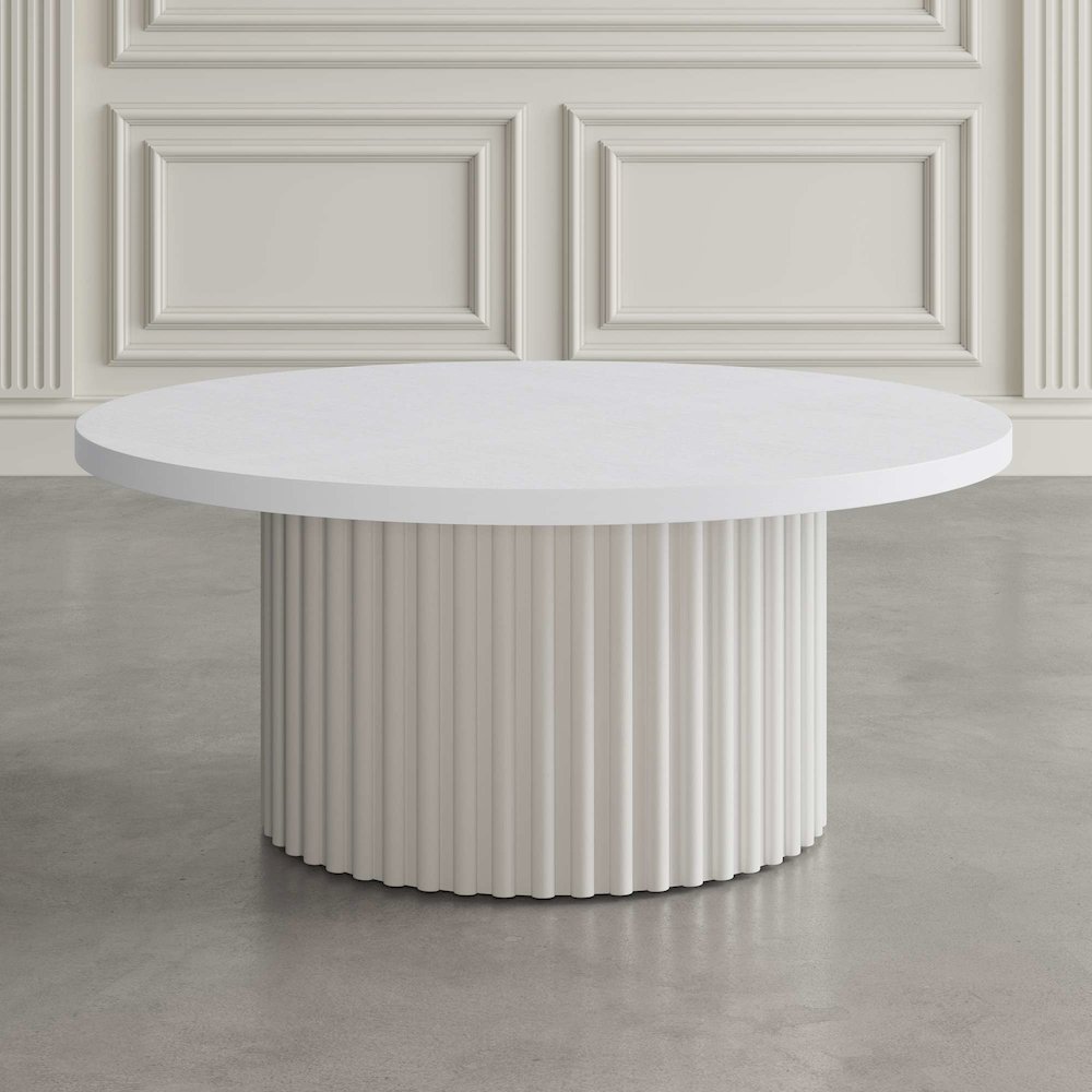 Auden Three Piece Mid-Century Modern Fluted Living Room Coffee and End Table Set