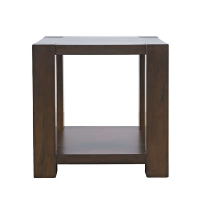 Brownstone 24" Transitional Modern Block-Frame Square End Table with Storage