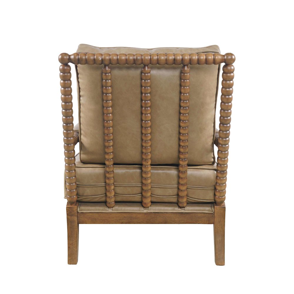 Ellsey Spindle Arm Faux Buff Leather Accent Chair