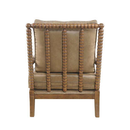 Ellsey Spindle Arm Faux Buff Leather Accent Chair