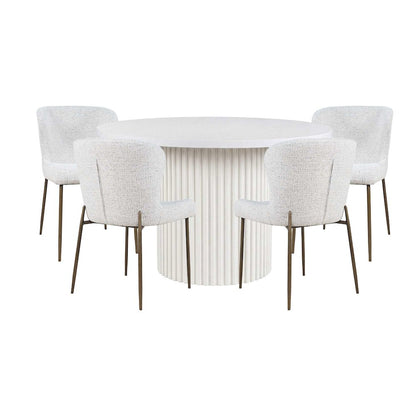 Auden Five Piece Mid-Century Modern Dining Set, Performance Upholstered Chairs
